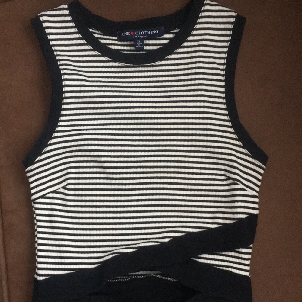One❤️Clothing Los Angeles Striped Tank Fitted Midi Cut Out Dress - Picture 7 of 17